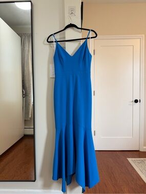 AQUA Royal Blue V-Neck Spaghetti Strap Formal Dress